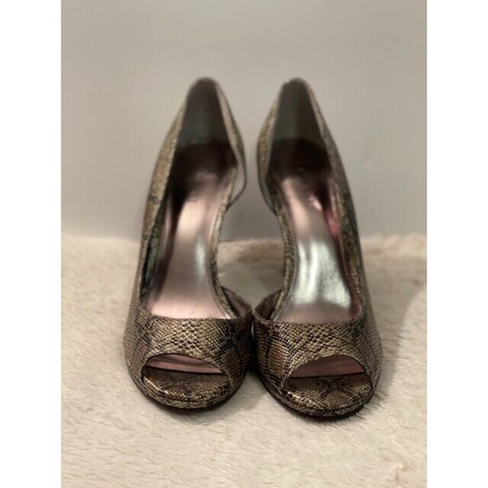 Alfani Women's High Heels Snake Skin Pattern in Gold/Bronze/Tan Color Size 7.5M